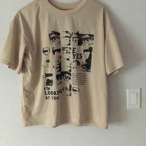 EYES cream oversized graphic tee